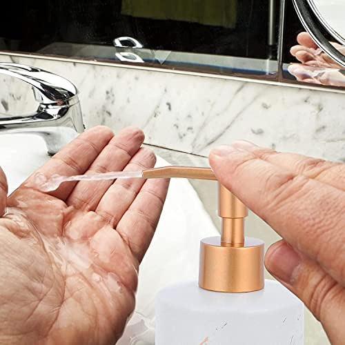 Bathroom Accessories Set, 4 Pcs Complete Marble Bathroom Accessory Modern Decoration Counter-top Organizer Toothbrush Holder Lotion Dispenser Soap Dish Tumbler. (White)