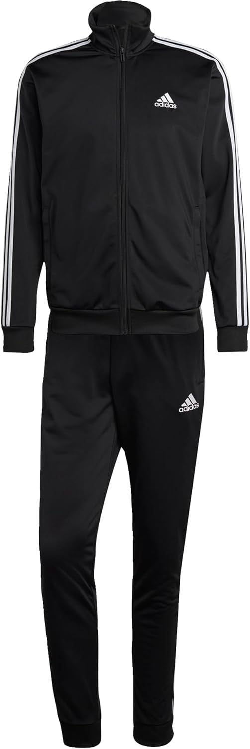 Men Basic 3-Stripes Tricot Track Suit - Black
