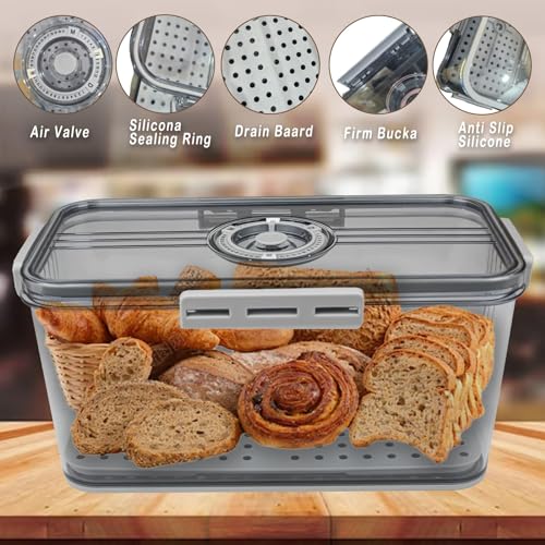 Bread Box for Kitchen Countertop Large Bread Box Farmhouse Bread Container Bread Storage with Window Bread Holder Black