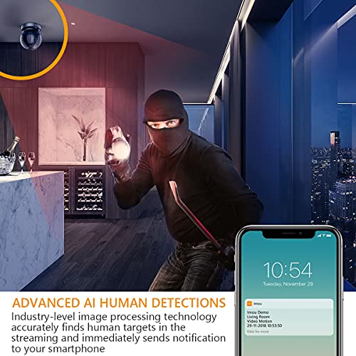 Imou 2.5K 2K+ Security Camera Surveillance Camera Indoor, 4MP 360° Wi-Fi Camera for Home QUAD HD with Human Detection Motion Tracking Two-Way Audio IR Night Vision Privacy Mode Sound Light Alert (Rex)