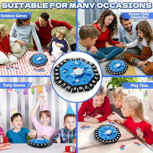 Word Game， Word Game Family Board Game with Digital Display Timer and 2 Categories Modes Fun Fast-Paced 24-Letter Game for Learning Party Interactive (Blue)