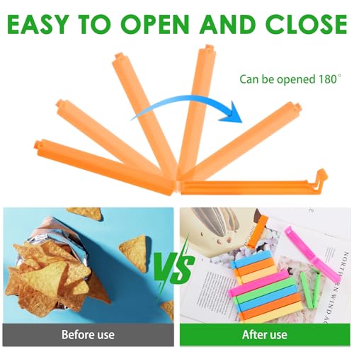 40 PCS Food Bag Clips Set - 2 Sizes (7cm & 11cm), Airtight Bag Sealing Clips for Chips, Bread, Snacks, Dog Food, Freezer Storage - Durable, Colorful, and Versatile Kitchen Clips