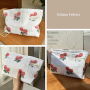 STARDW Flower Cosmetic Bags Makeup Bags for Women and Girls,Travel Makeup Bag Large Capacity Canvas Makeup Bag,Makeup Organizer Bag Zipper Pouch, Embossed pink, Large Capacity Aesthetic Makeup Bags