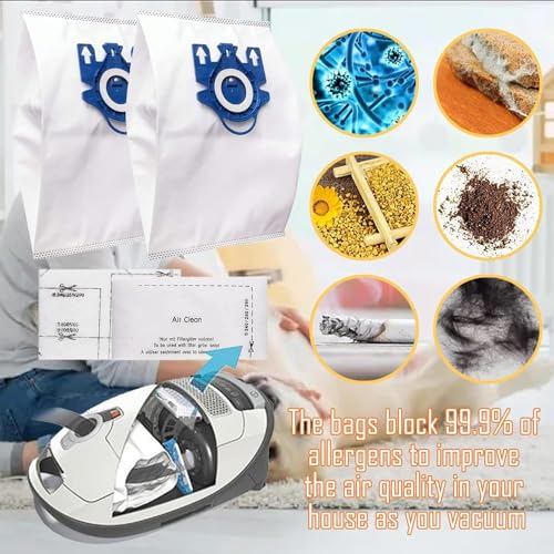 Unikstone 12 Pack GN Bags Compatible with Miele Bags Classic C1 Complete C1 Complete C2 Complete C3 S227/S240 S270 S400 S2 S5 S8 Series Canister Vacuum（12 GN Bags+6 Super Air Clean Filter+1 Brush)