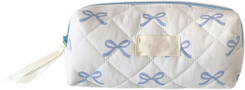 Coquette Bow Pencil Case & Makeup Bag, Soft Cotton Storage Bag Aesthetic Pattern Gift Makeup Pouch for School Stationery, Cosmetics, Toiletries