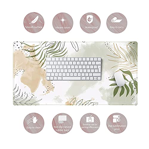 Keyboard mat Kawaii Mousepad Matcha Green Plant Abstract Accessories Desk pad Mouse mat Desk mat for Desktop Gamer Girl Accessories Office Accessories for Women Pink Desk Organizer Large Gaming Pads …