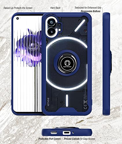 YIMICO Case for Nothing Phone 1 Case Cover Metal Ring Holder Grip Kickstand Car Magnetic Mount Shockproof Matte Hard Back Bumper Case for Nothing Phone 1 (Black)