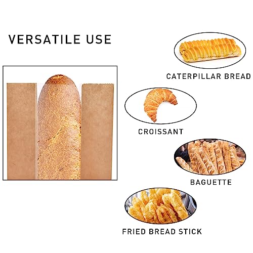 Excefore Baguette Bread Bags, 100 Pack Baguette Kraft Bags with Clear Front Window, Fresh Bread Loaf Packing Bags, Long Bread Kraft Paper Bakery Storage Bag for Homemade Bread, Sandwich (23"x4"x1.6")
