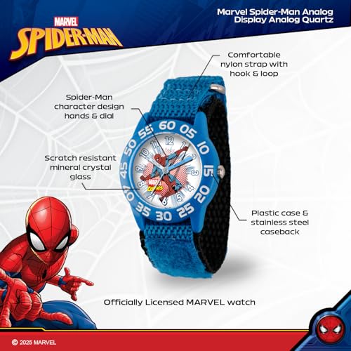 MARVEL Spider-Man Kids' Plastic Time Teacher Analog Quartz Nylon Strap Watch