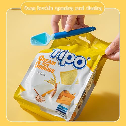 Wasise Food Clips Bag Sealing Clip - 16 Pcs 4 Colours Bag Clips for Food Storage, Multi-function Magnetic Storage Box Refrigerator Magnet, Measuring Quantitative Spoon Snack Kitchen Sealing Clip