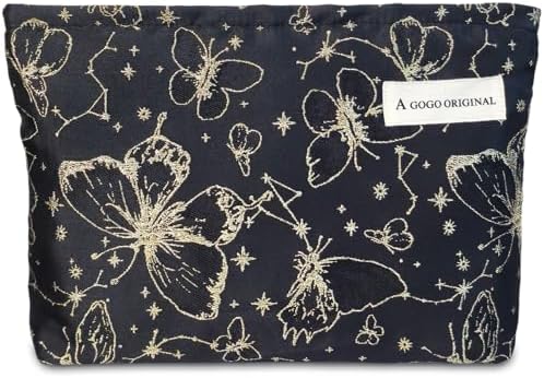 STARDW Flower Cosmetic Bags Makeup Bags for Women and Girls,Travel Makeup Bag Large Capacity Canvas Makeup Bag,Makeup Organizer Bag Zipper Pouch, Embossed pink, Large Capacity Aesthetic Makeup Bags