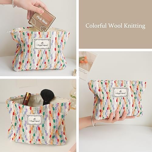 STARDW Flower Cosmetic Bags Makeup Bags for Women and Girls,Travel Makeup Bag Large Capacity Canvas Makeup Bag,Makeup Organizer Bag Zipper Pouch, Embossed pink, Large Capacity Aesthetic Makeup Bags