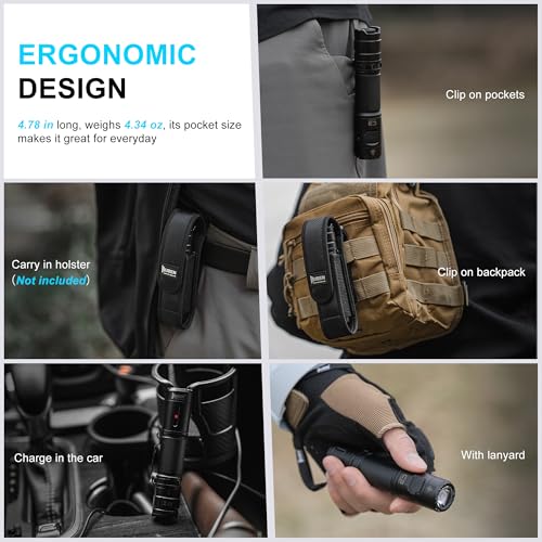Torch Light 1200 Lumen led Rechargeable WUBEN C3 Flashlights 1200 Lumen led Rechargeable Torch Light 6 Modes, IP68 Waterproof Best for Camping, Outdoor, Emergency, Everyday Carry, Gift