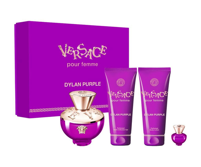 Versace Pour Femme Dylan Purple Eau De Parfum 100ML Perfume Gift Set for Women (Contents May Vary) Dylan Purple LOTE 4 pz