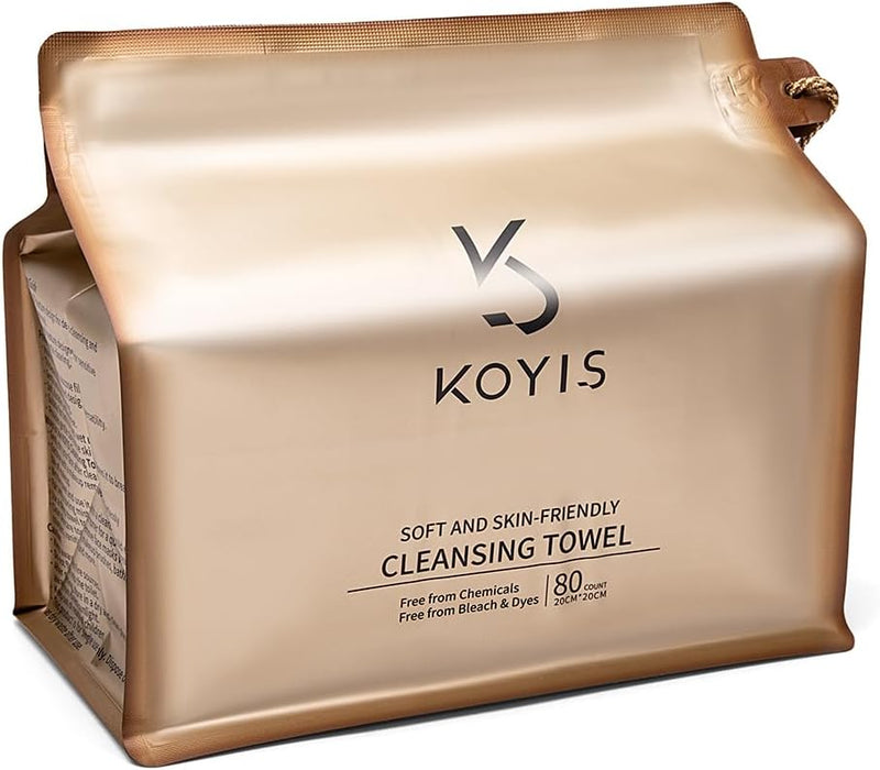 KOYIS Disposable Face Towels, Plant long fiber cleansing face towel for sensitive skin, Lint- free Facial Towels for Cleansing, Skincare and Makeup Remover, Dry Wipes (2 Pack)