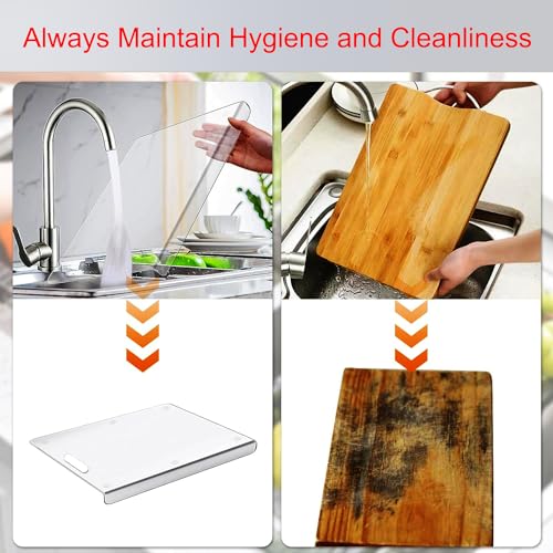 ABM&Y Acrylic Cutting Board with Counter Lip, 18x14 Inch Large Clear Cutting Boards for Kitchen Counter Non Slip, Perfect for Bread,Meat,Veggies & More, Great Kitchen Essential Gadgets & Decor