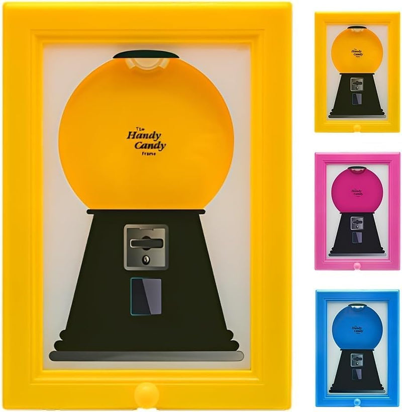 Candy Vending Picture Frame, Wall-Mounted Gum Machine, Convenient and Quick Vending Machine, Can Be Hung on the Wall or Placed on the Table, Suitable for Candy, Nuts, Pet Snacks, and Holiday Gifts - Yellow