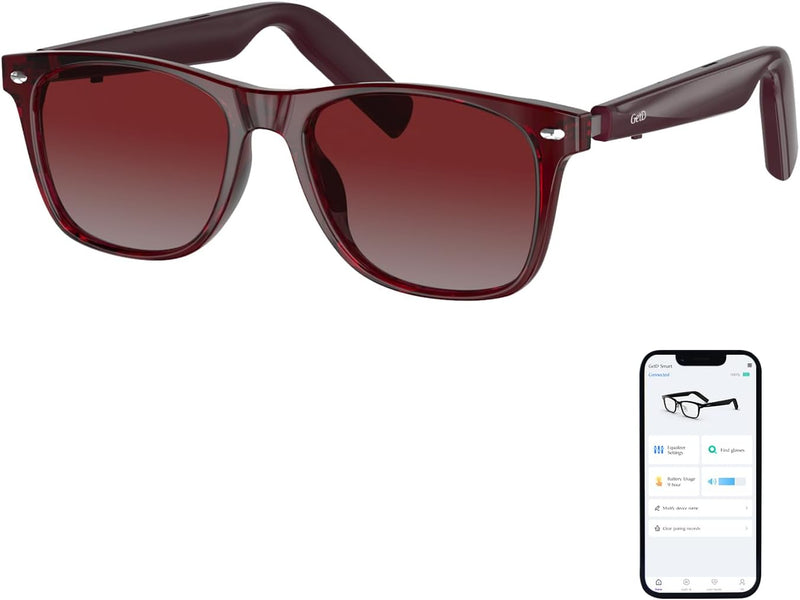 GetD AI Glasses, AI Assistant Powered by ChatGPT, Smart Glasses, Polarised Sunglasses, Bluetooth Smart Sunglasses for Men and Women, 2-in-1 Headphones and Glasses