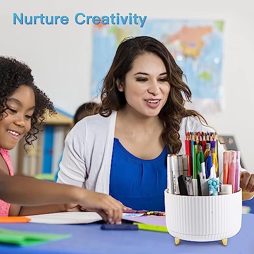 Beynant Pen Holder for Desk, Pencil Holder,5 Slots 360� Degree Rotating Desk Organizers and Accessories, Cute Pen Cup Pot for Office, School, Home, Art Supply
