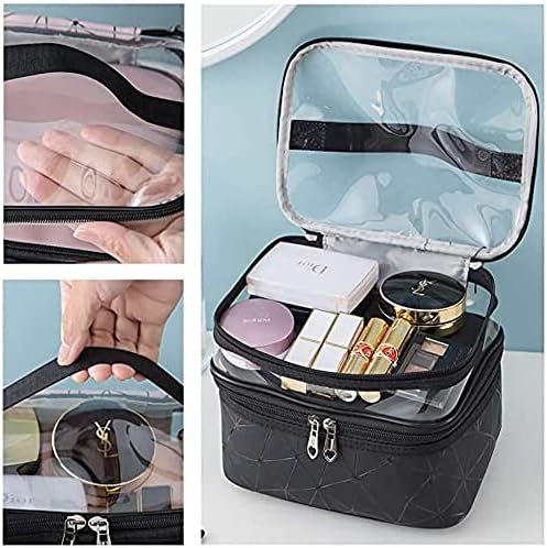 URbazaar Cosmetic bag, Double Layer Travel Makeup Bags For Women, Waterproof Portable Cosmetic Cases Make up Organizer for Makeup, Cosmetics Tools, Shampoo, Toiletries