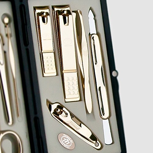 777 Three Seven (Gold) - World No. 1, . Travel Manicure Pedicure Grooming Kit Set, (Total 10 PC, Model: TS-2100G),Personal Nail care,Stainless steel, Made in Korea, Since 1975