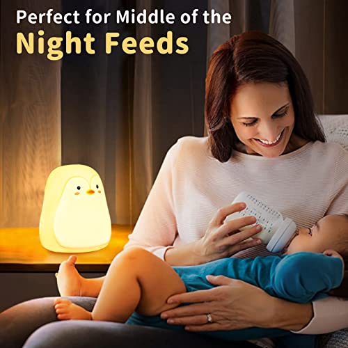 Tremdwoto Penguin Night Light Kids Room, 7 Color Changing LED Portable Touch Lamp for Bedroom, USB Chargeable Silicone Animal Nightlight for Baby Children Nursery Toddler Girl Birthday Gift Decor