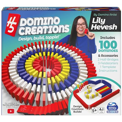 Spin Master Games H5 Domino Creations 100 Piece Set By Lily Hevesh, Family Game For Adults And Kids Ages 5 And Up, Classic Set, 20127489