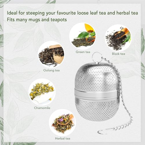 Tea Infuser for Loose Tea,2pcs Stainless Steel Tea Straine Balls for Loose Leaf Tea, Mugs Teapots