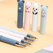 SYOSI 8 Pcs 0.35 mm Erasable Rollerball Pens - Cute Cartoon Animal Friction Design for Student Stationery and Office Supplies