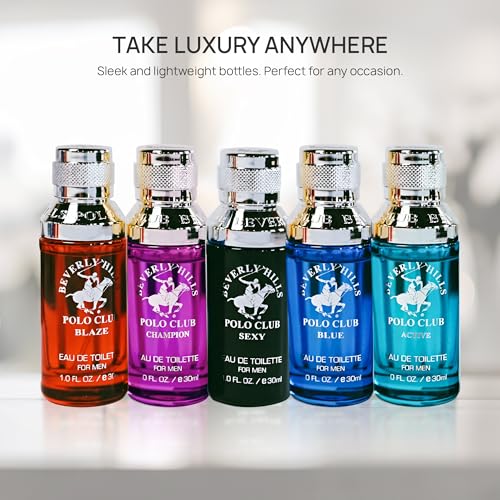 Beverly Hills Polo Club 5 Piece Mini Gift Set Exclusive for Men, EDT Eau De Toilette 5 Mini 0.5oz Bottles May Vary