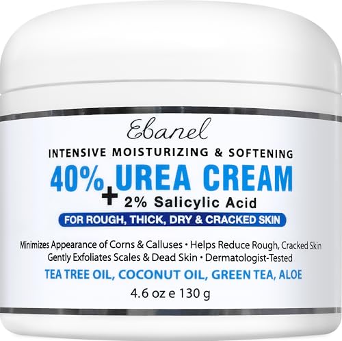 Ebanel Urea Cream 40% plus Salicylic Acid 2%, Foot Cream for Dry Cracked Feet Heels Knees Elbows Hands Repair Treatment, Foot Moisturizer Corn Callus Dead Skin Remover Toenail Softener for Feet Care