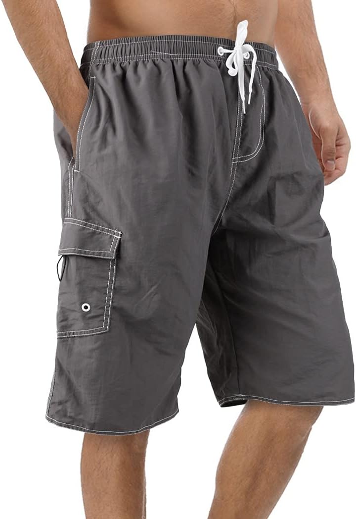 Men Trunk Style Swim Trunks - Grey