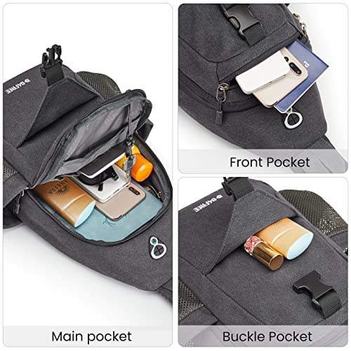 G4Free Canvas Crossbody Sling Bag Hiking Daypack Chest Backpack with USB Charging Port and RFID Blocking for Women Men