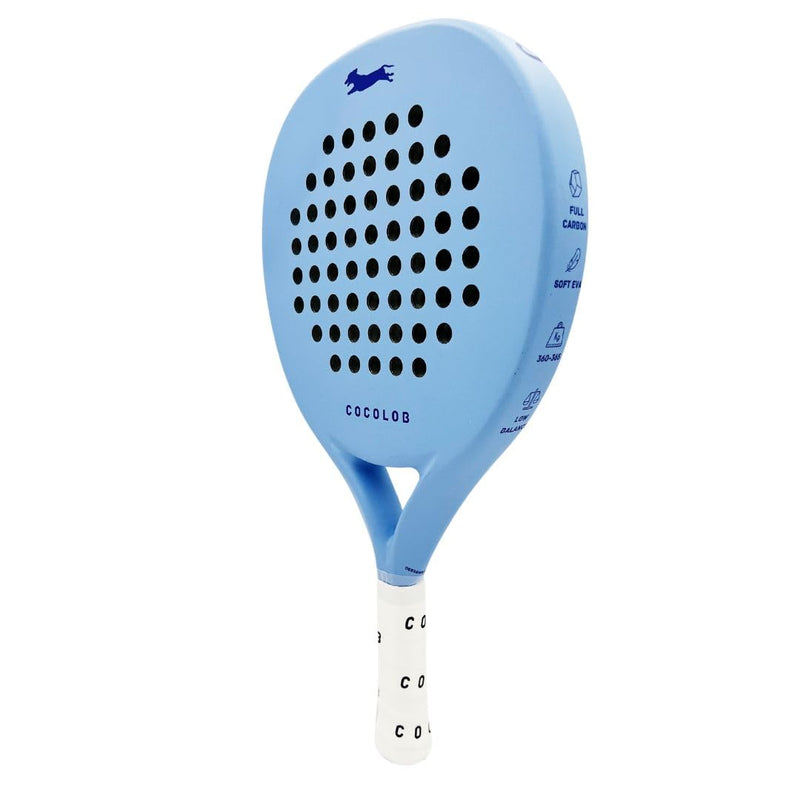 COCOLOB PureStart Padel Racquet Sky Blue - Cover Bag - Head Protector ??Carbon Fiber Full Carbon ??Soft EVA Core ??Round Shape ??addle Tennis Racket Beginner Intermediate ??For Men and Woman