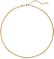 14K Gold Plated Dainty Choker Necklace for Women Girls Snake Chain, Cuban Link, Paperclip, Ball Beaded Chain, Natural Freshwater Pearl Necklace Fashion Jewelry for Gift - 3mm-Gold-18''