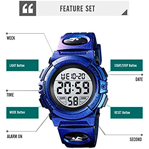 Sport Watch, Wrist Watches for Boys Girls Ages 5-12 Multifunctional Digital Sport Outdoor Chronograph Waterproof Alarm Calendar Analog Watches with Alarm Stopwatch
