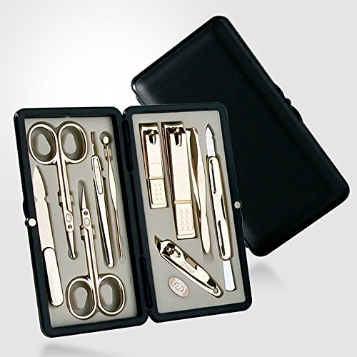 777 Three Seven (Gold) - World No. 1, . Travel Manicure Pedicure Grooming Kit Set, (Total 10 PC, Model: TS-2100G),Personal Nail care,Stainless steel, Made in Korea, Since 1975
