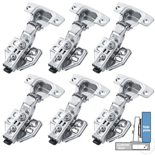 Kitchen Soft Close Cabinet Hinges, 6 Pcs Silent Hydraulic Slow Door Hinge Kitchen Units Door Hinges Hardware Accessories for Wardrobes and Cabinets,Bookcases