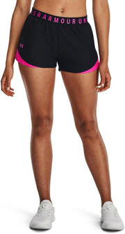 womens Play Up 3.0 Shorts - Black / Rebel Pink / Rebel Pink