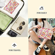 STARDW Flower Cosmetic Bags Makeup Bags for Women and Girls,Travel Makeup Bag Large Capacity Canvas Makeup Bag,Makeup Organizer Bag Zipper Pouch, Embossed pink, Large Capacity Aesthetic Makeup Bags