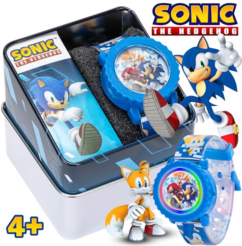 Accutime SNC4028AZ Sonic The Hedgehog LCD Display Quartz Watch for Kids, 36.5 mm Diameter, Blue