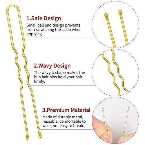PREMIFY U Shaped Hair Pins, Pack Of 120 Bobby Pins Bun Hair Pins, Blonde Hair Grips, Hair Pin for Women, Wedding Bridal Blonde color Hairpins in Plastic Box