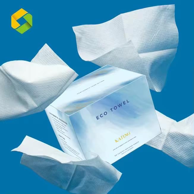 Disposable Face Towel, Extra Thick Soft Large Clean Facial Towels, Biodegradable Facial Towels, Plant Fiber Facial Washcloth Dry Wipes for Sensitive Skin, Travel, Makeup Remover, 50 Count, Blue