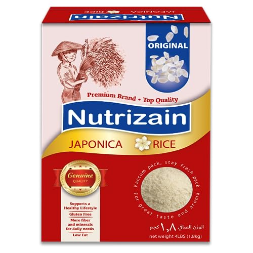 NUTRIZAIN Japonica Sushi Rice 4lb (1.8kg) Box | Vacuum Packed for Longer Freshness | Gluten Free | Sushi Rice