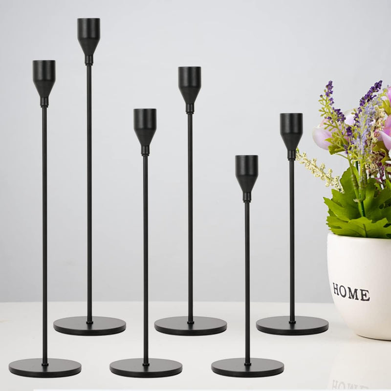 Lobolighting Black Candlesticks Holders Set of 3, Black Taper Candles Holders for Candlestick, Modern Farmhouse Decor Mantle Fireplace Dinner Table Centerpieces Decoration