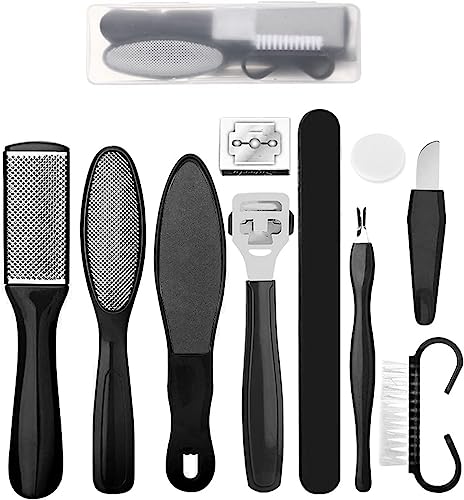 Nnewvante Professional Pedicure Tools Set, 10 in 1 Stainless Steel Foot Care Kit Foot Rasp Dead Skin Remover Pedicure Kit,Foot File Kit Foot Callus Remover, for Men Women Travel