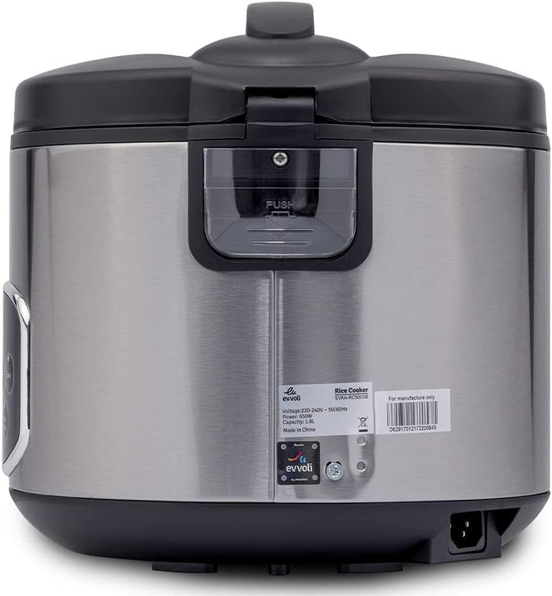 evvoli Multi-functional, Non Stick Rice and Grain Cooker, 650W 1.8 L, EVKA-RC5005B, Silver