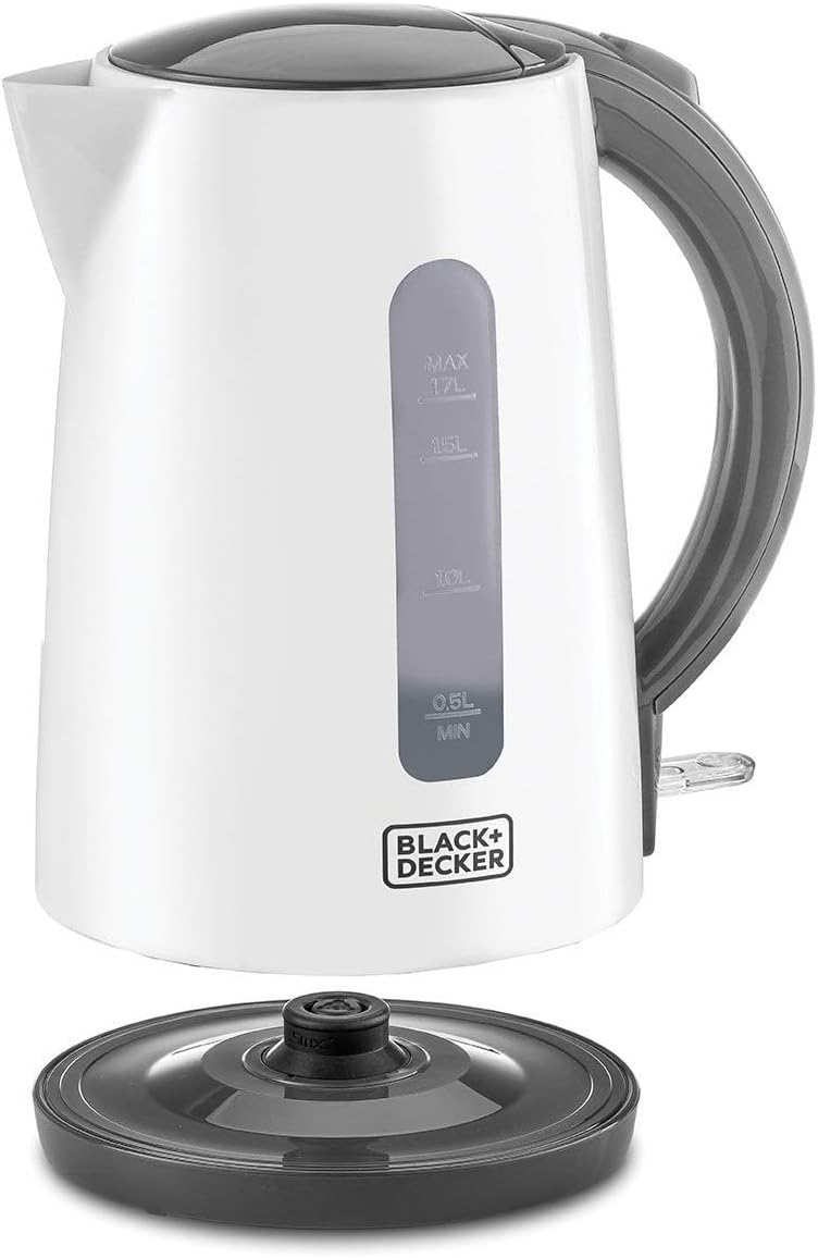 BLACK+DECKER Cordless Electric Kettle, 2200W, 1.7L Capacity, Quick Boiling, Lightweight Design, 360 Swivel Base, Auto Shut-Off, Boil-Dry Protection, Concealed Heating Plate, White - JC70-B5 - White
