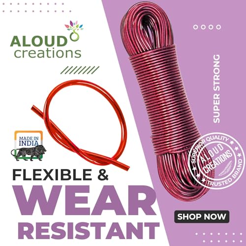 Aloud Creations PVC Coated Steel Wire Rope for Drying Clothes/ Clothesline, Length 20 Meter with 2 Plastic Hooks (Multi Colour) � Pack of 1