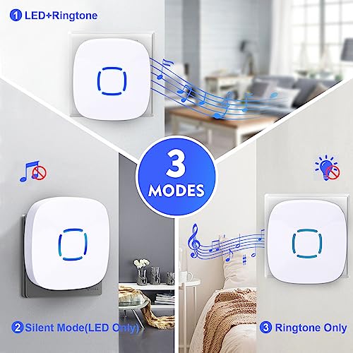 Sky-Touch Wireless Doorbell, Waterproof Wireless Doorbell Kit With 36 Bells And AdjUStable Volume; With Sound And Led Home Door Bell Chime (1 Receiver And 1 Pressure Button)